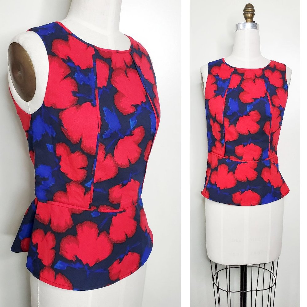 Banana Republic Factory Womens Sleeveless Floral Print Peplum Blouse Top 4 NWT